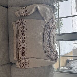 Talbots Cream and Brown Patterned Sweater